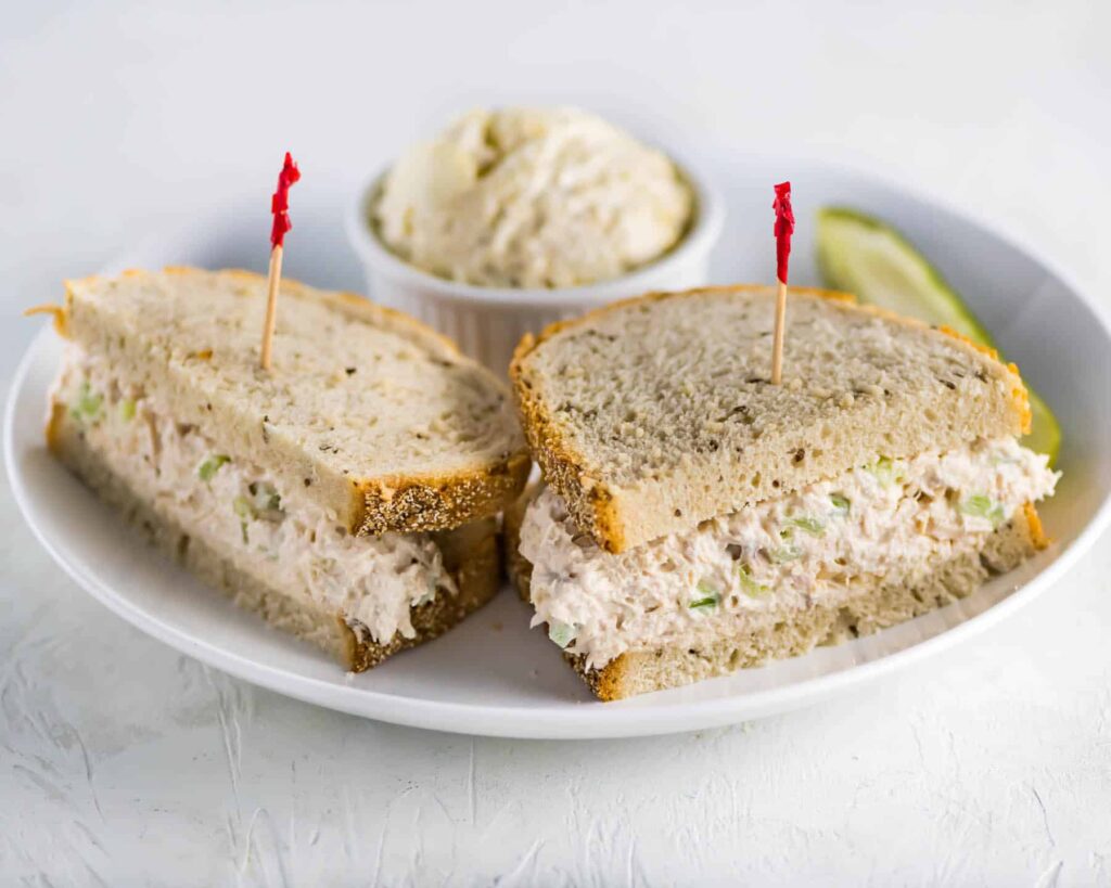 Tuna  Sandwich on White Plate